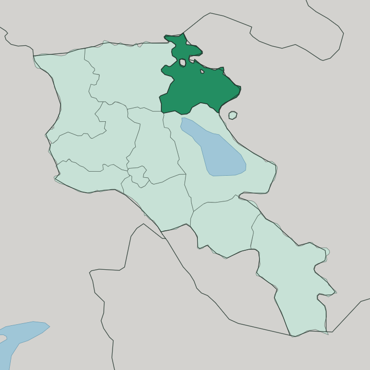 Map showing Tavush — In Armenia