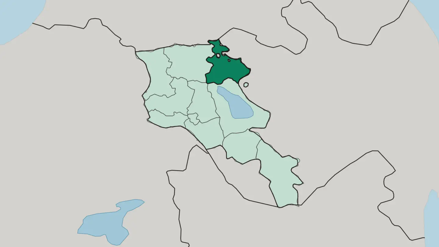 Map of Tavush in Armenia