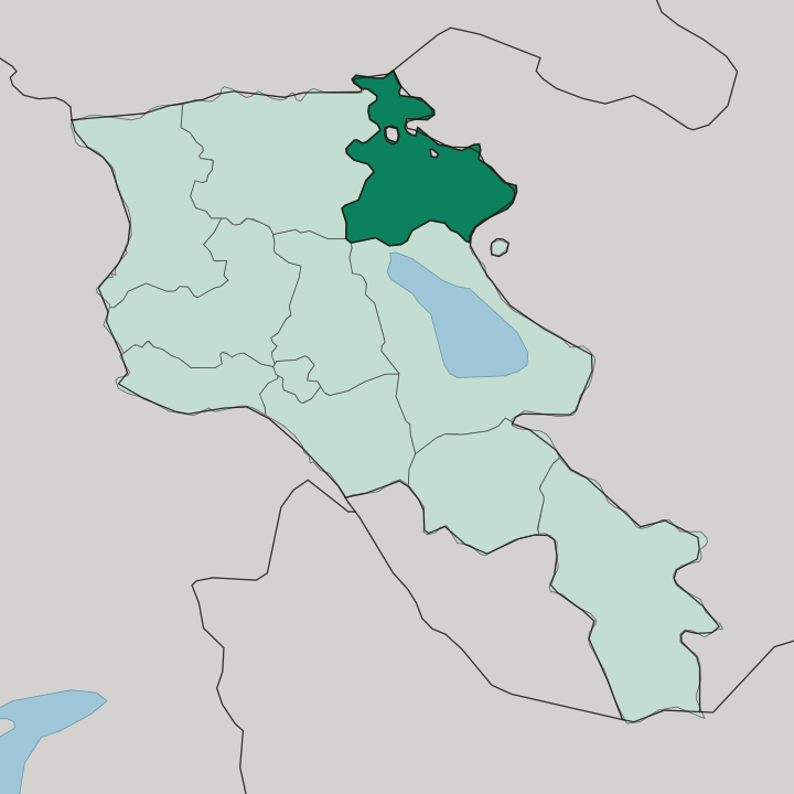 Map showing Tavush — In Armenia