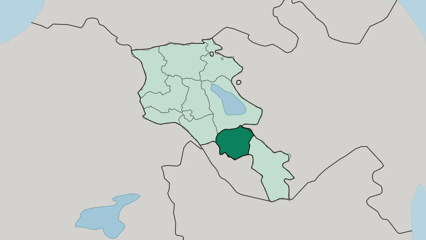 Map of Vayots Dzor in Armenia