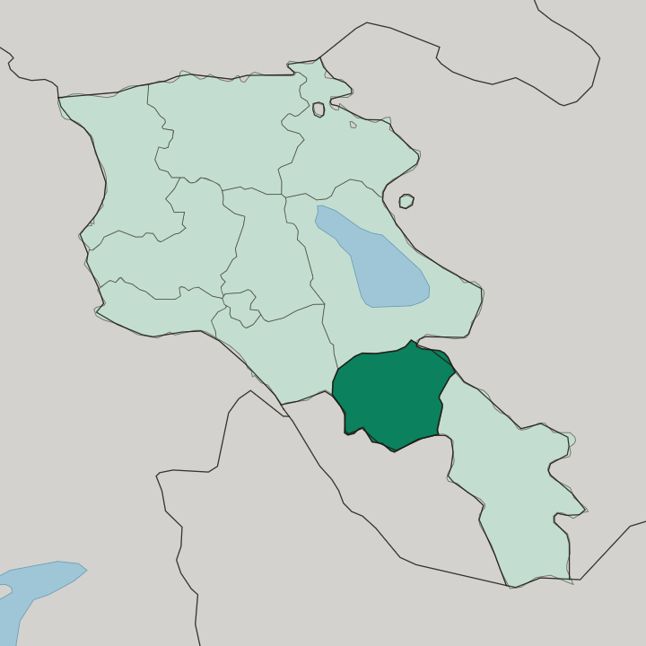 Map showing Vayots Dzor — In Armenia