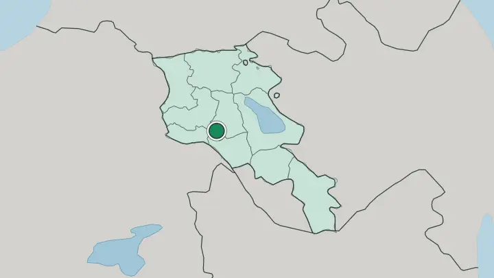 Map of Yerevan in Armenia
