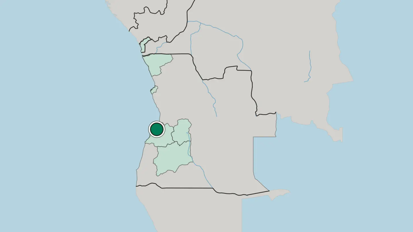 Map of Lobito in Angola