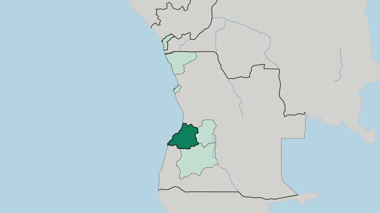 Map of Benguela in Angola