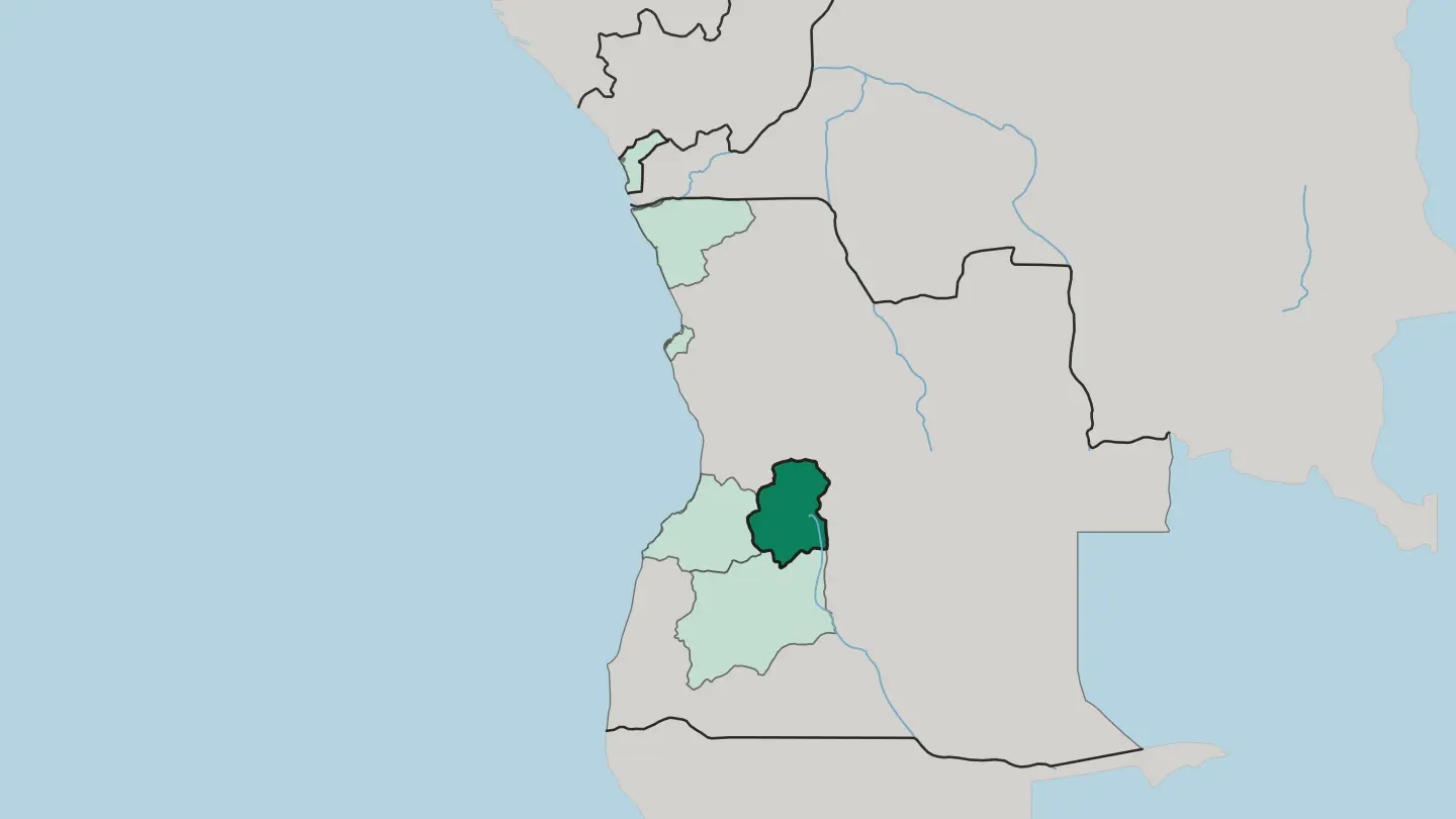 Map of Huambo in Angola