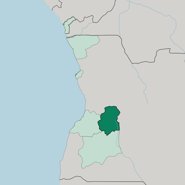 Map showing Huambo — In Angola