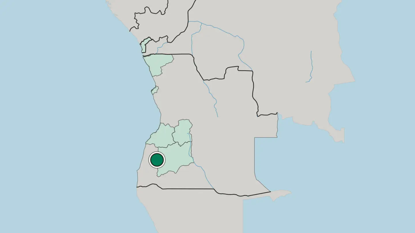 Map of Lubango in Angola