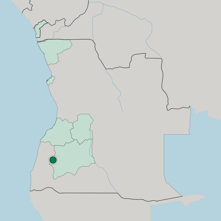 Map showing Lubango — In Angola