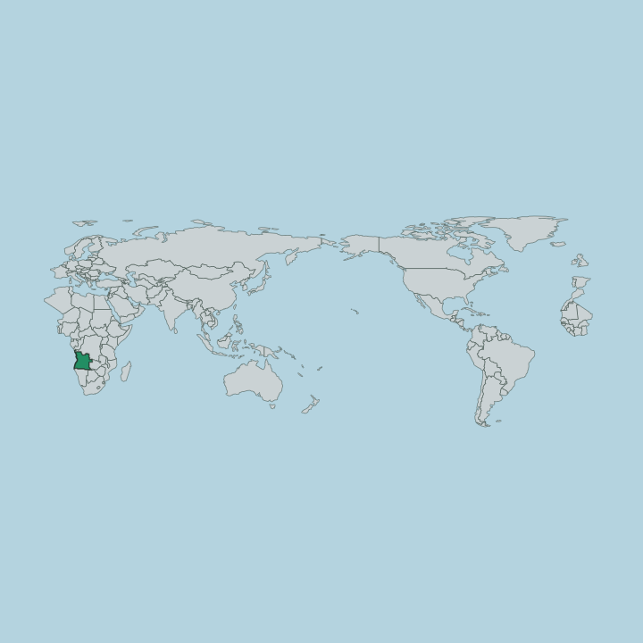 Map showing Angola — Worldwide