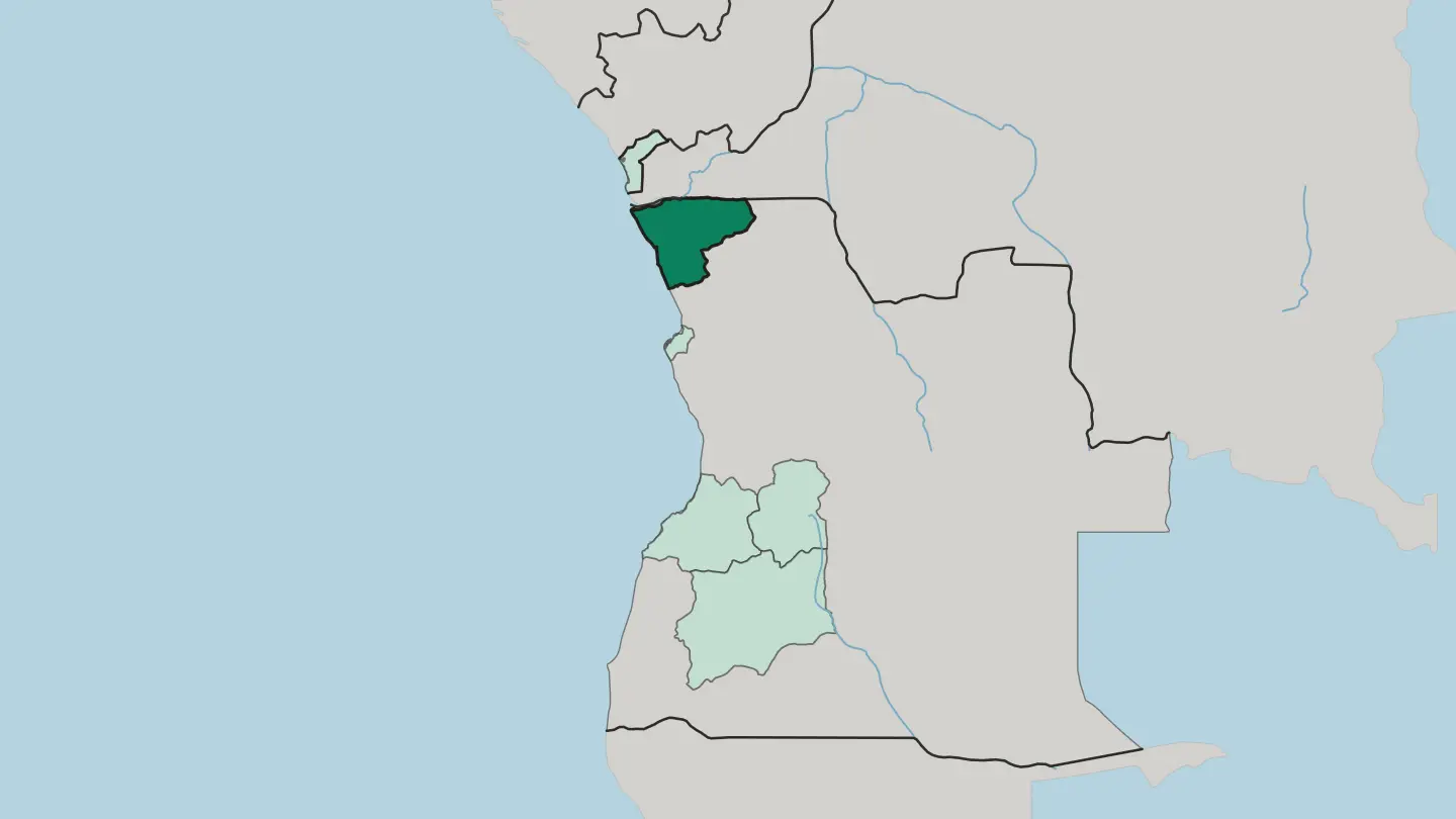 Map of Zaire in Angola