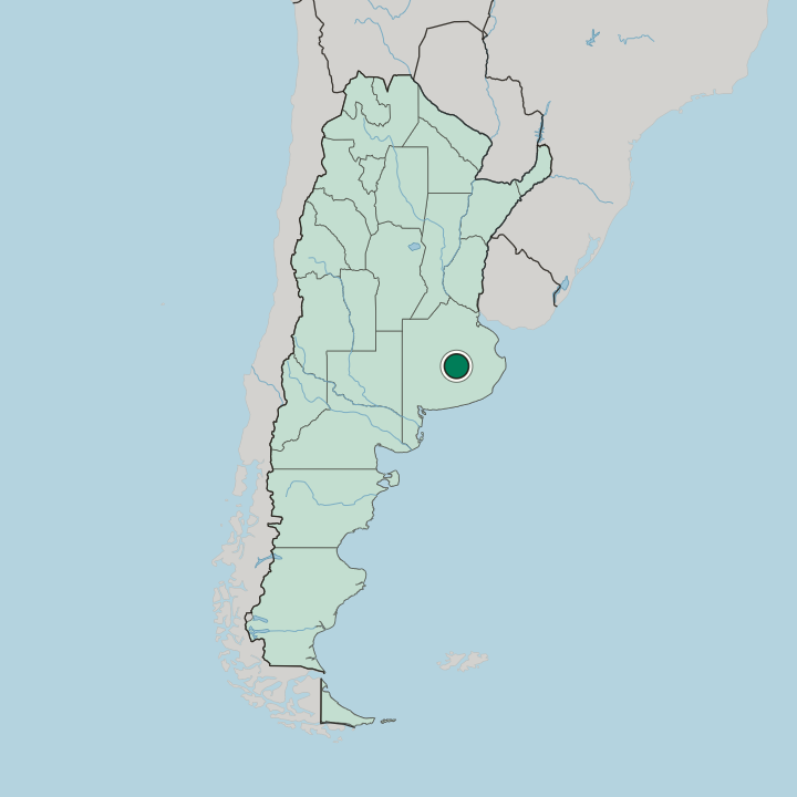Map showing Azul — In Argentina