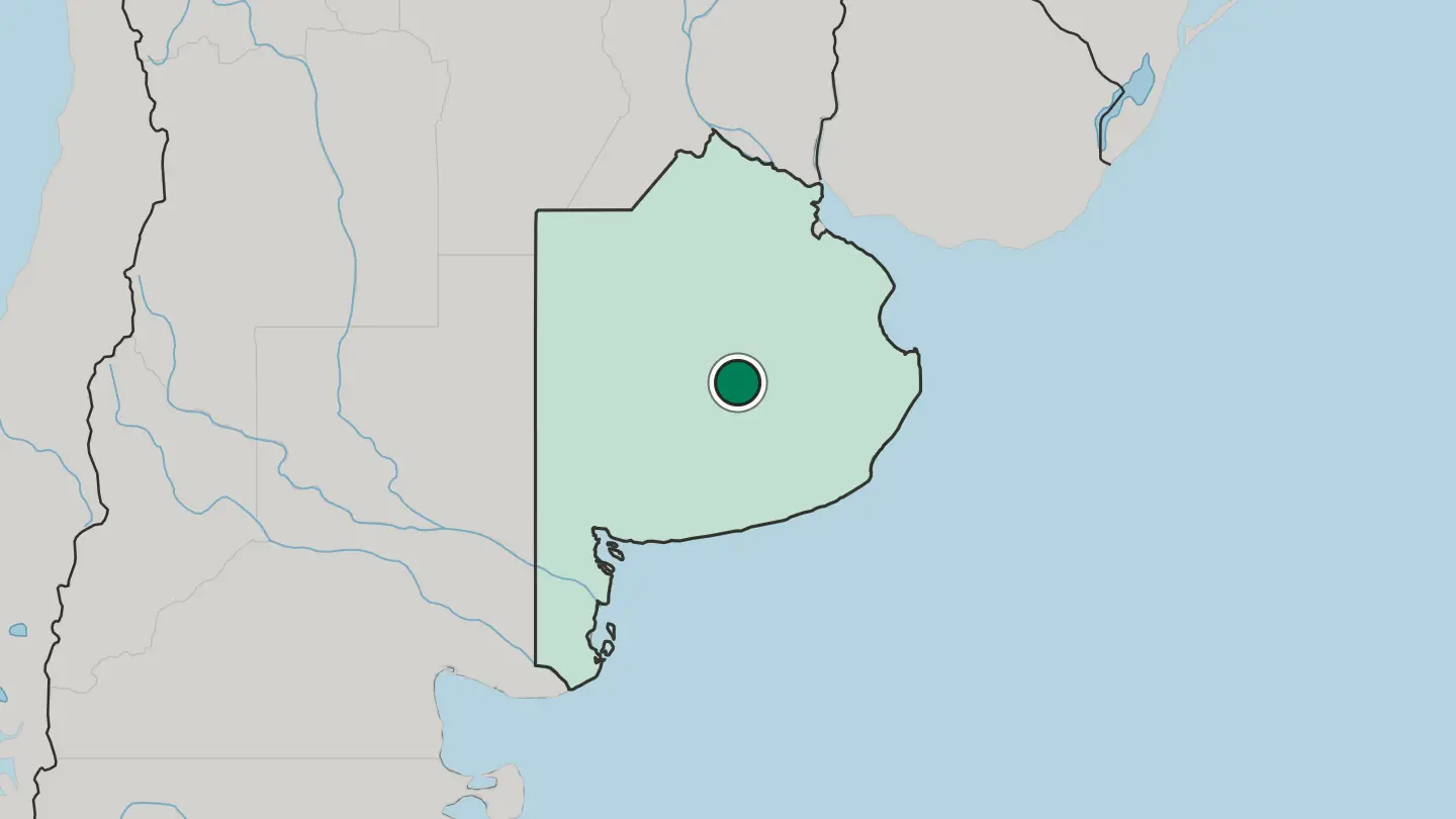 Map of Azul in Argentina