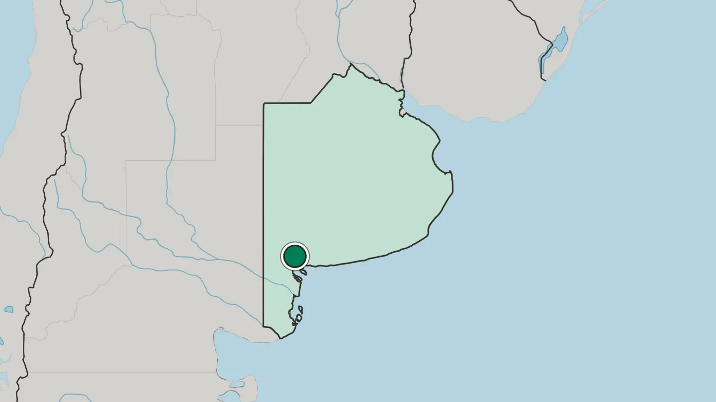 Map of Bahía Blanca in Argentina