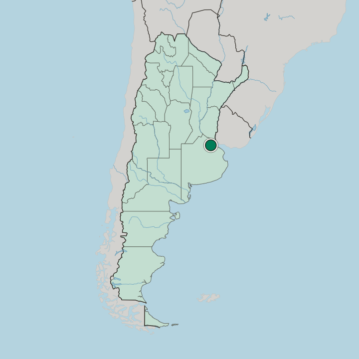 Map showing Luján — In Argentina