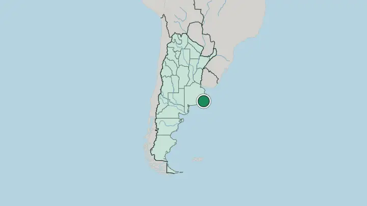 Map of Mar del Plata in Argentina