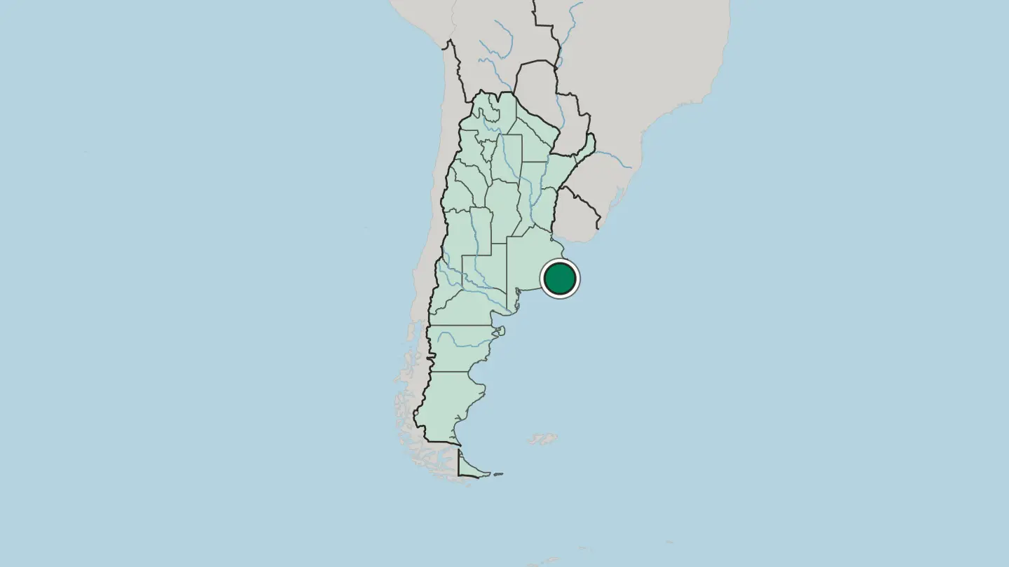 Map of Mar del Plata in Argentina