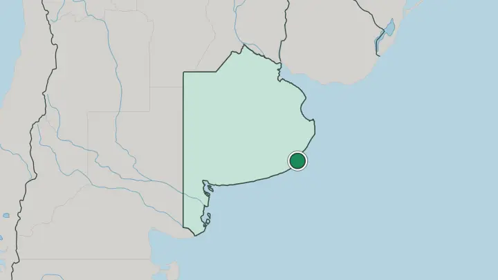 Map of Mar del Plata in Argentina