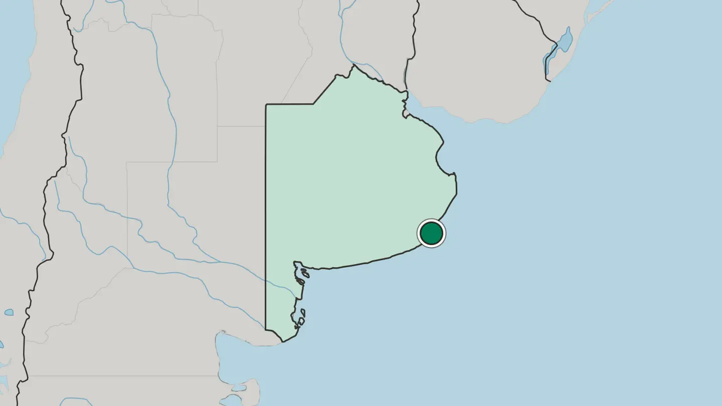 Map of Mar del Plata in Argentina