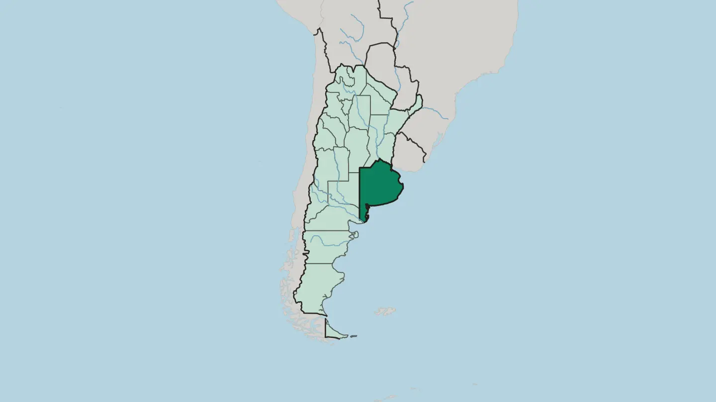 Map of Buenos Aires in Argentina