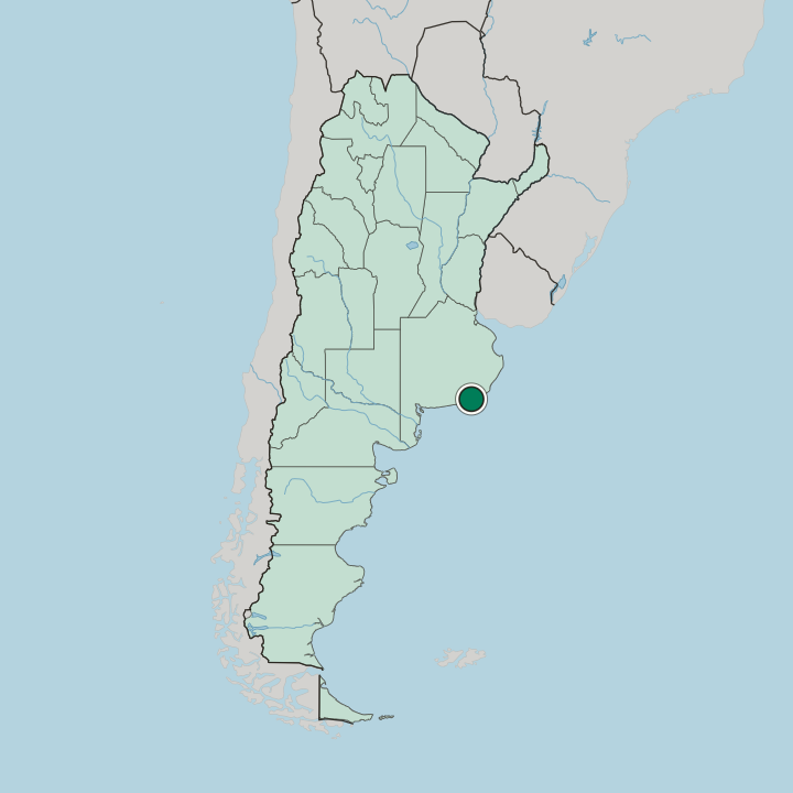 Map showing Necochea — In Argentina