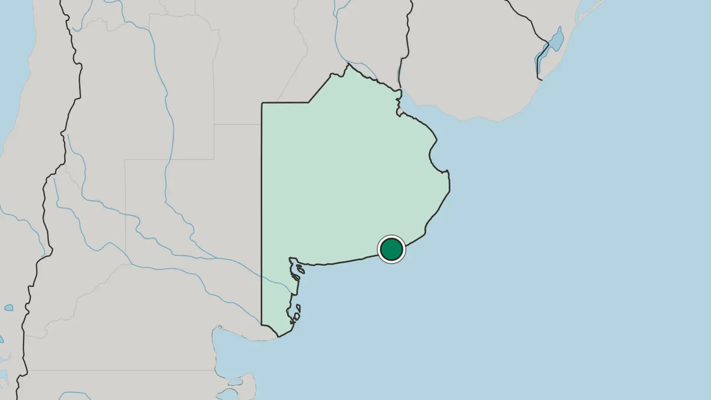 Map of Necochea in Argentina
