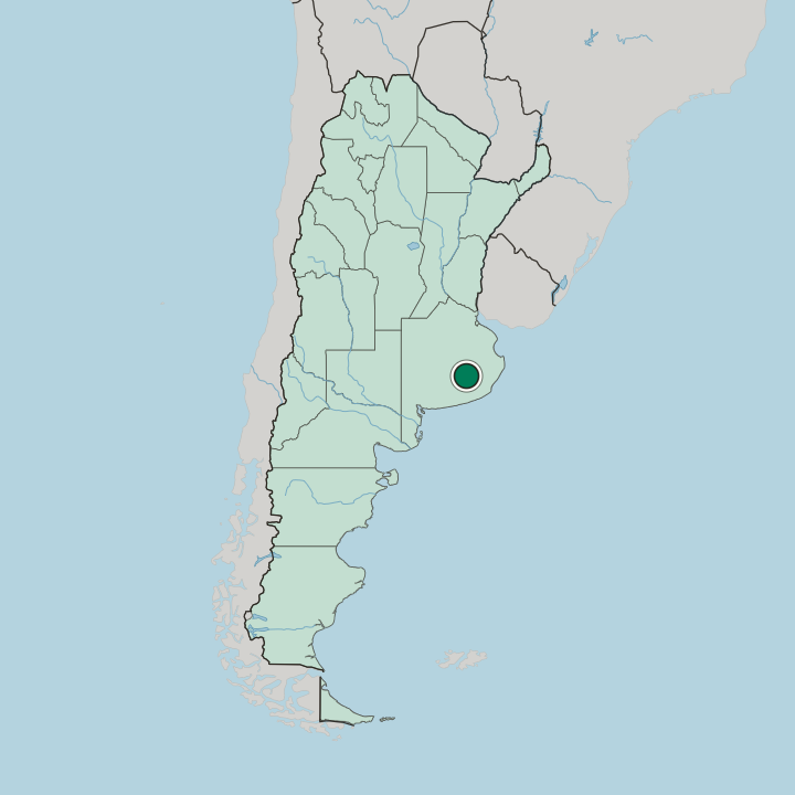 Map showing Tandil — In Argentina