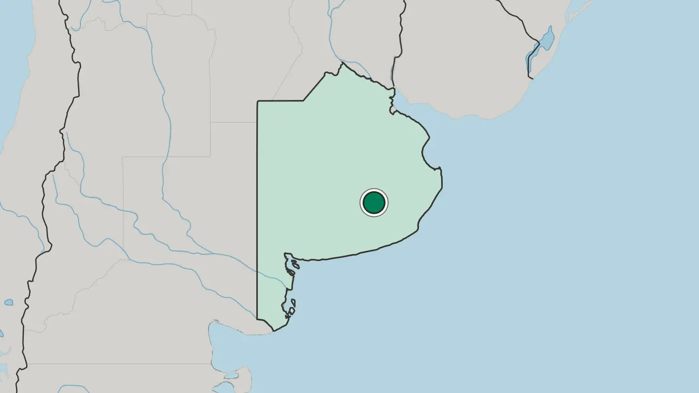 Map of Tandil in Argentina