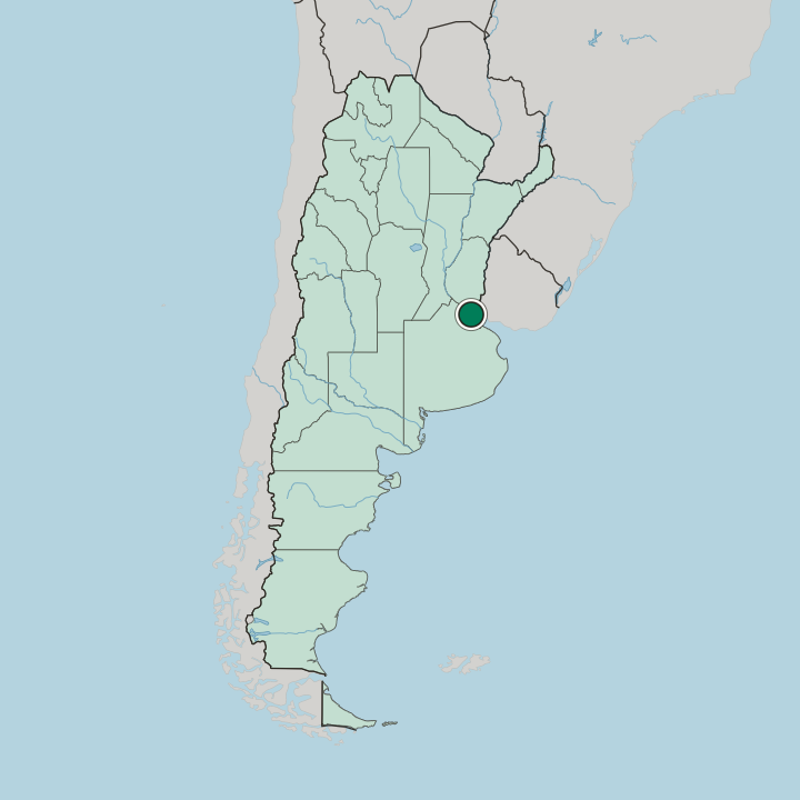 Map showing Zárate — In Argentina
