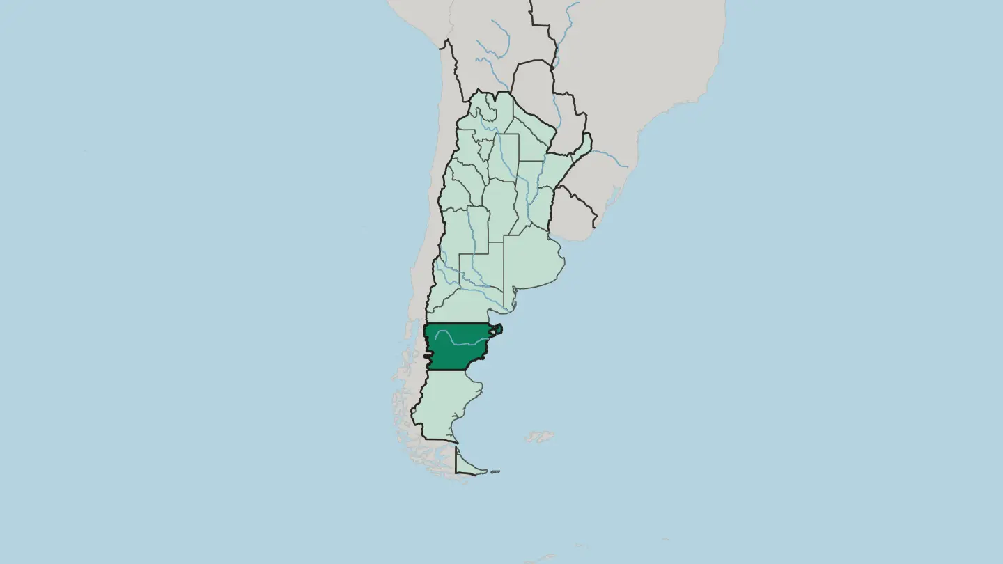 Map of Chubut Province in Argentina