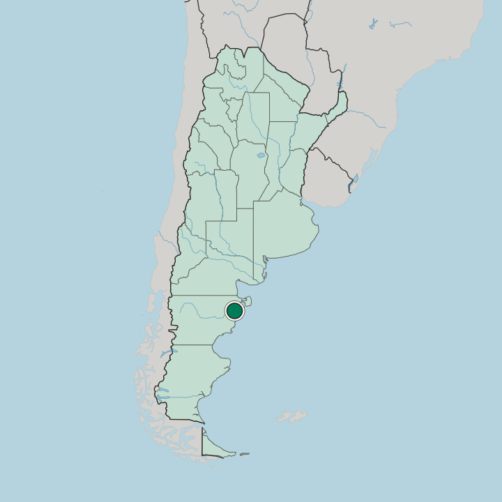 Map showing Trelew — In Argentina