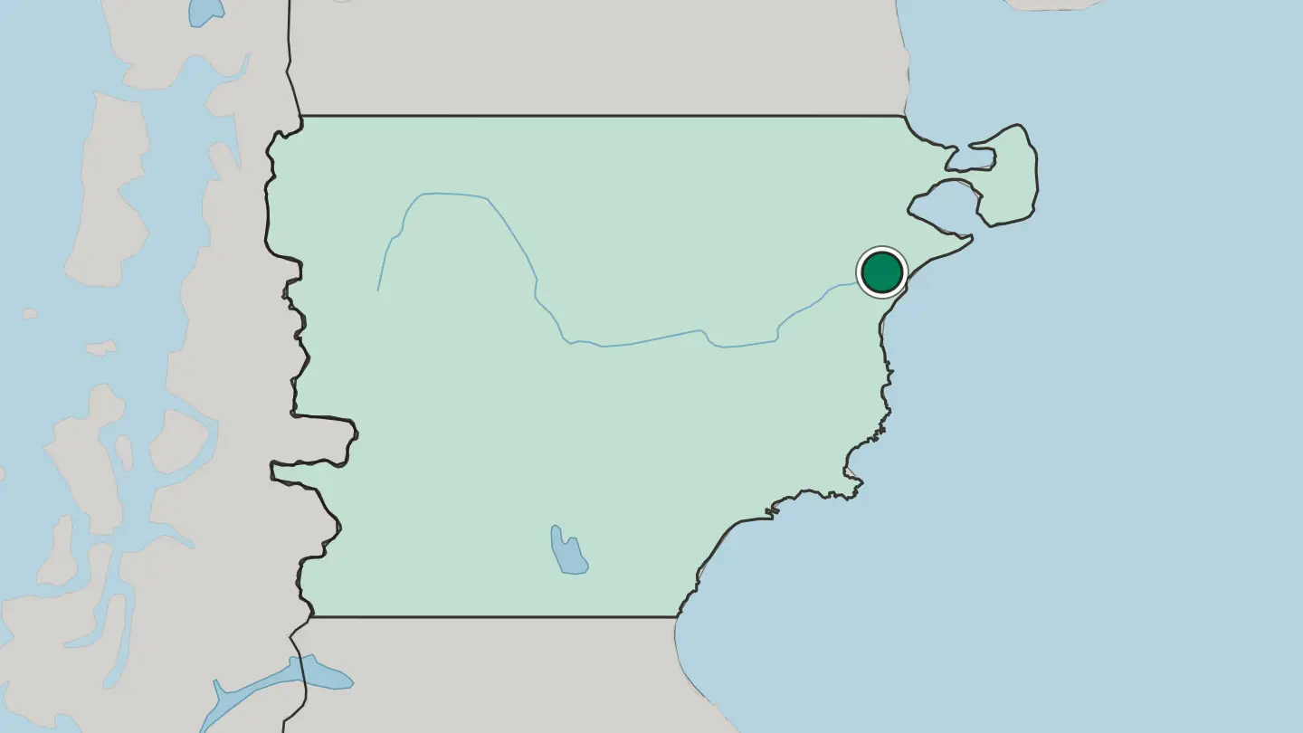 Map of Trelew in Argentina