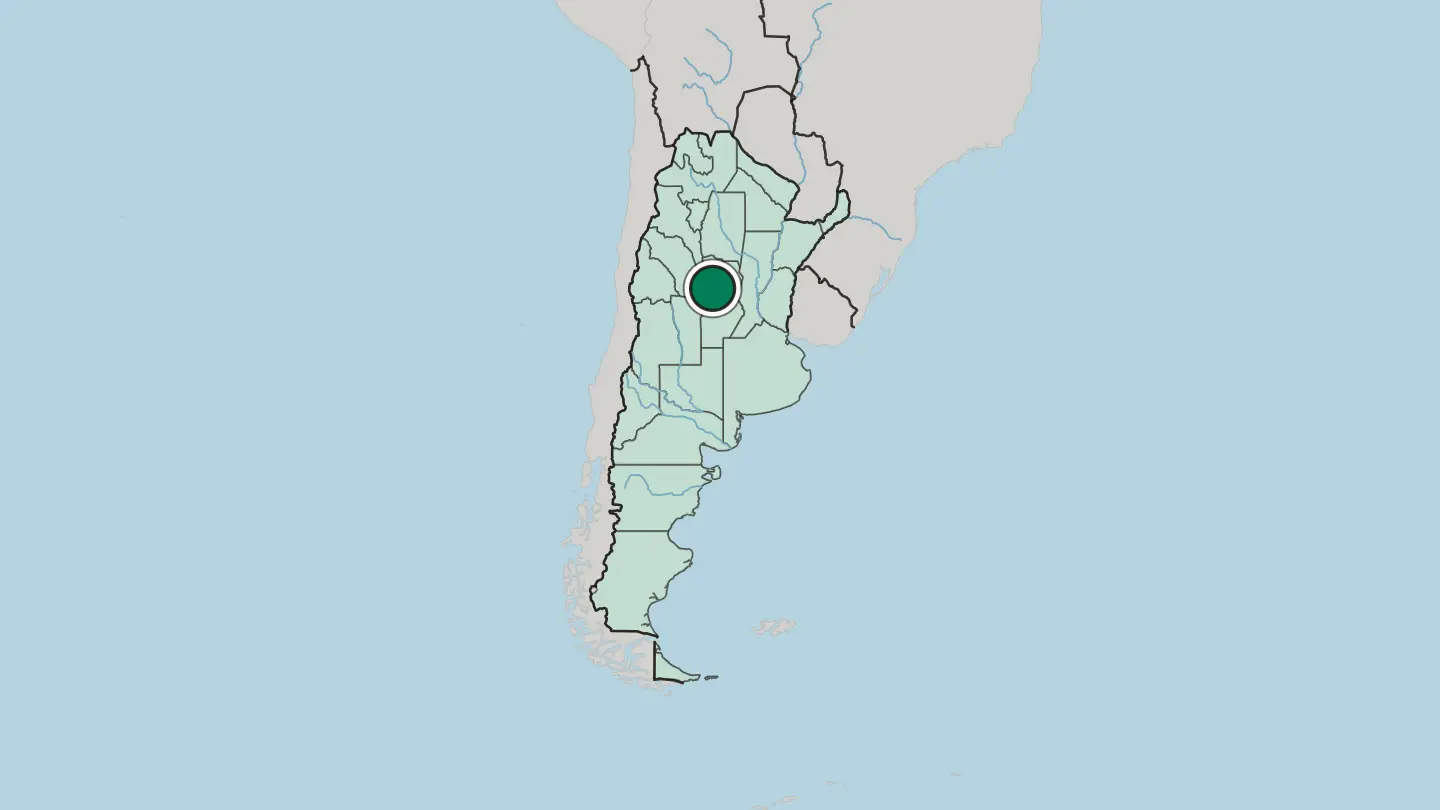 Map of Córdoba in Argentina
