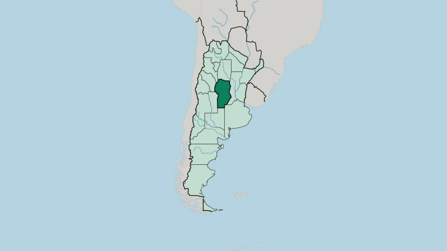 Map of Córdoba Province in Argentina