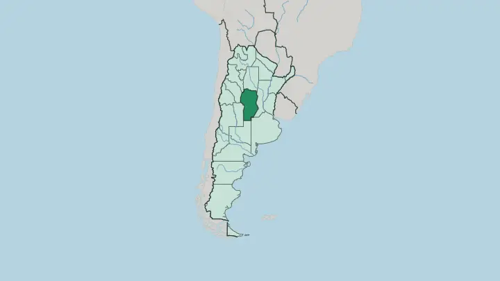 Map of Córdoba Province in Argentina