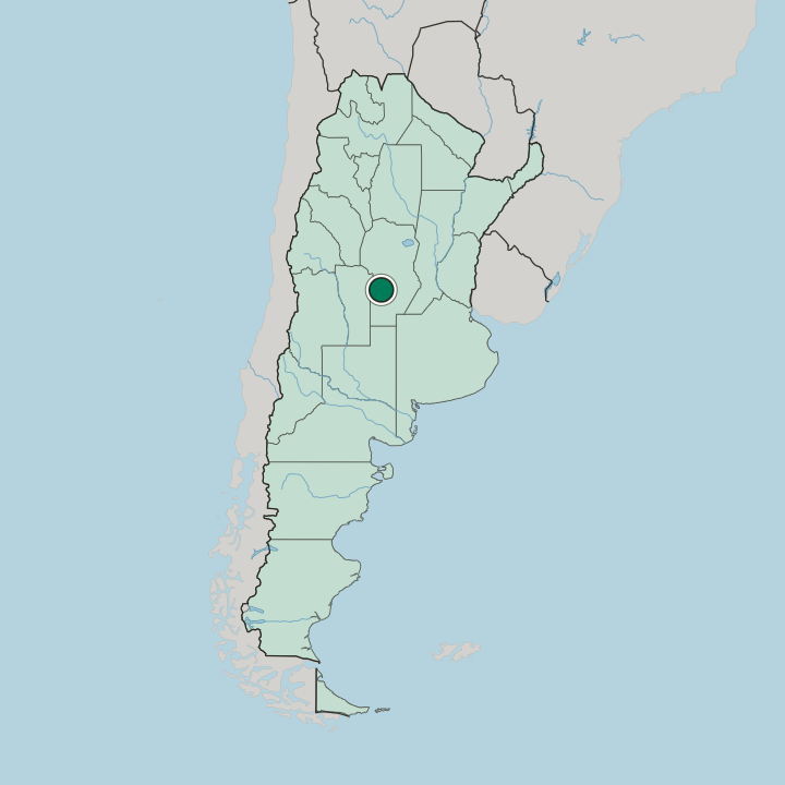 Map showing Río Cuarto — In Argentina