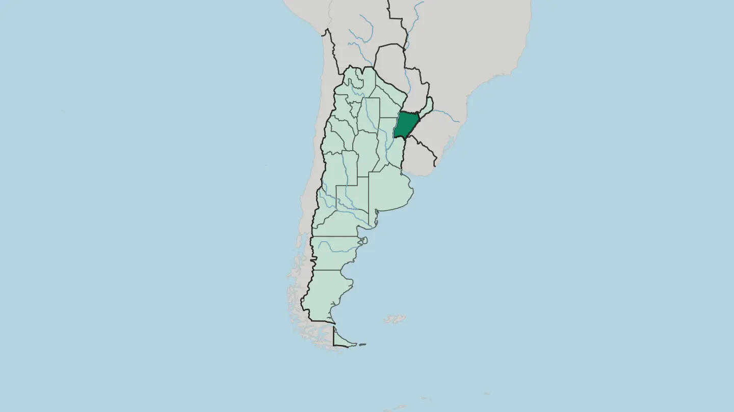 Map of Corrientes Province in Argentina