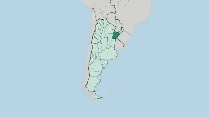 Map of Corrientes Province in Argentina