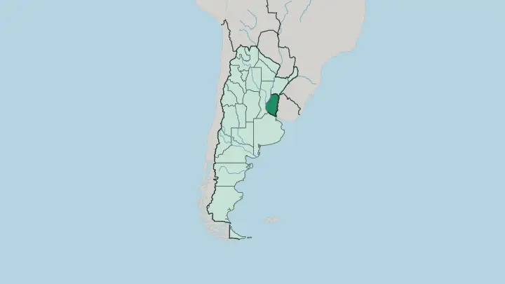 Map of Entre Ríos Province in Argentina