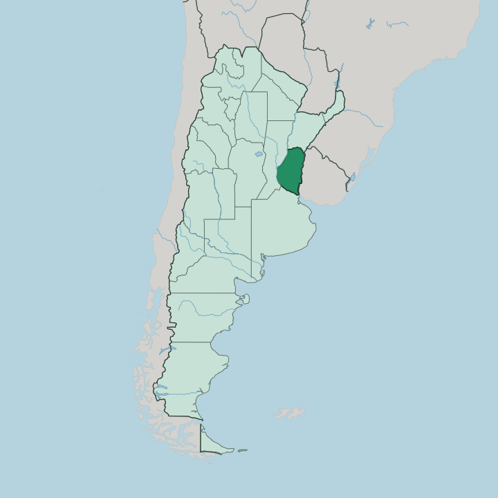 Map showing Entre Ríos Province — In Argentina