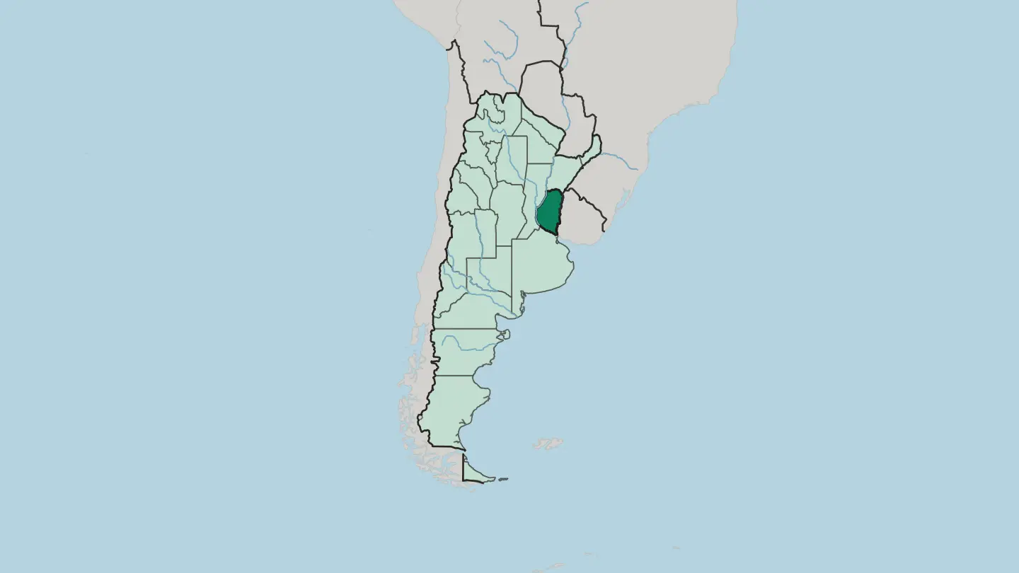 Map of Entre Ríos Province in Argentina
