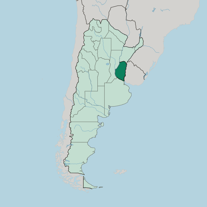 Map showing Entre Ríos Province — In Argentina