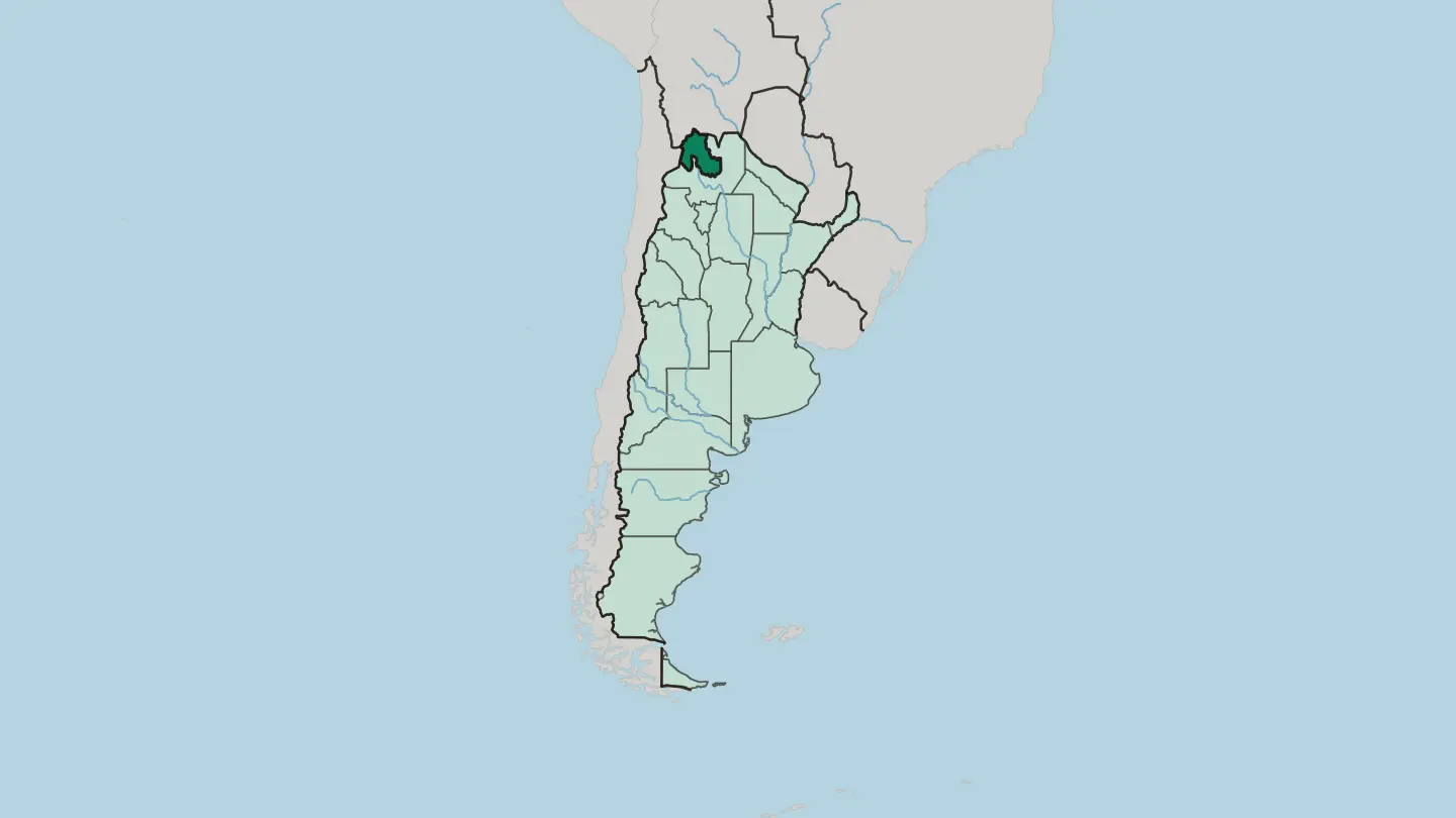 Map of Jujuy Province in Argentina