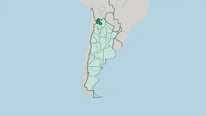 Map of Jujuy Province in Argentina