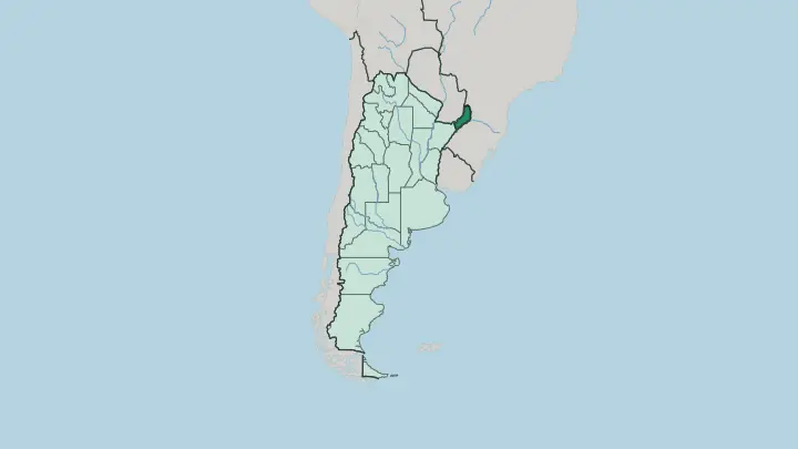 Map of Misiones Province in Argentina
