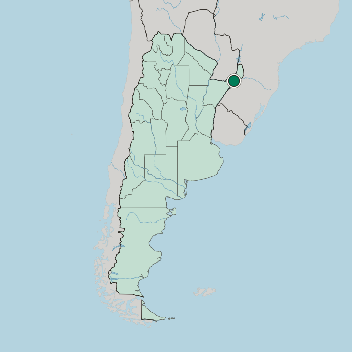 Map showing Oberá — In Argentina