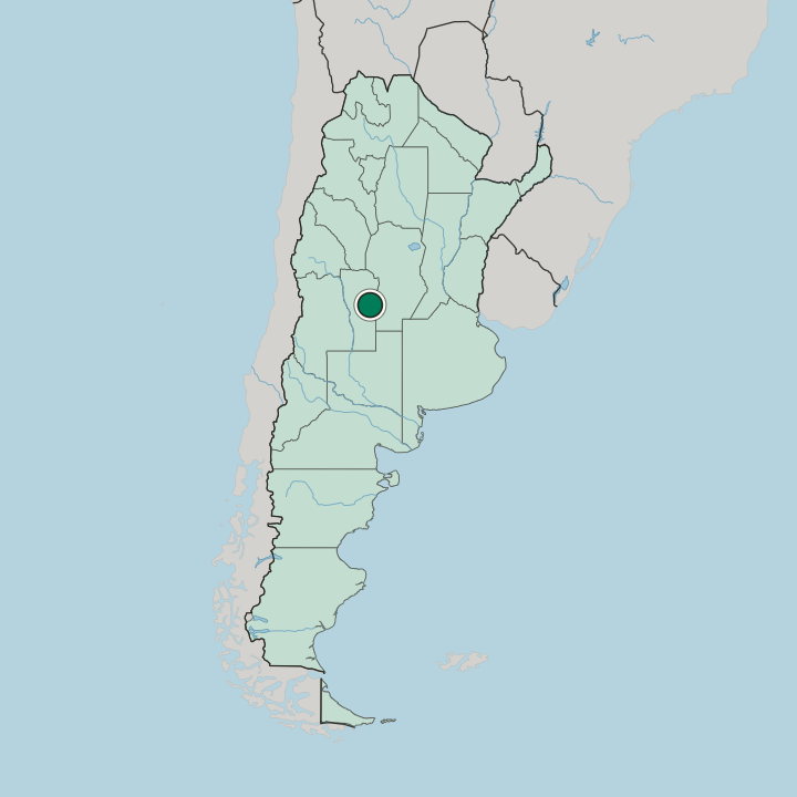 Map showing Villa Mercedes — In Argentina