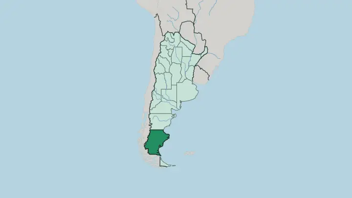 Map of Santa Cruz Province in Argentina