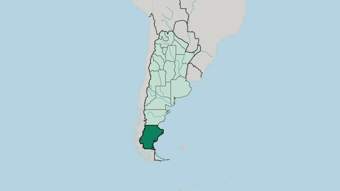 Map of Santa Cruz Province in Argentina