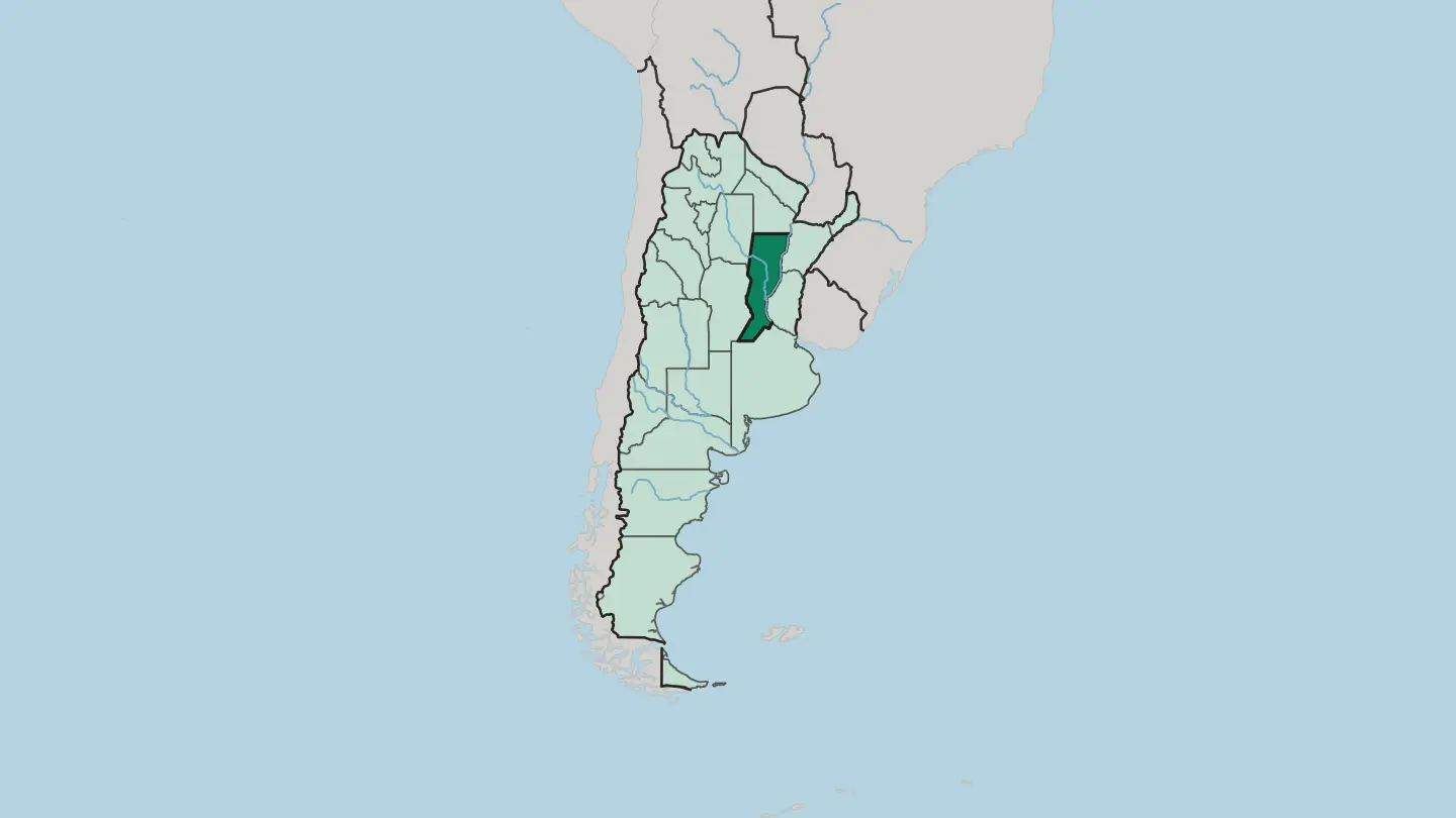 Map of Santa Fe Province in Argentina