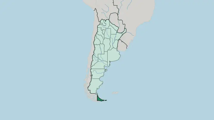 Map of Tierra del Fuego Province in Argentina